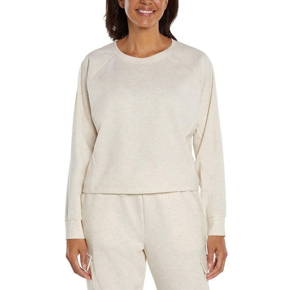Express Womens Long Sleeve Pullover Sweatshirt Cream Beige Size XL